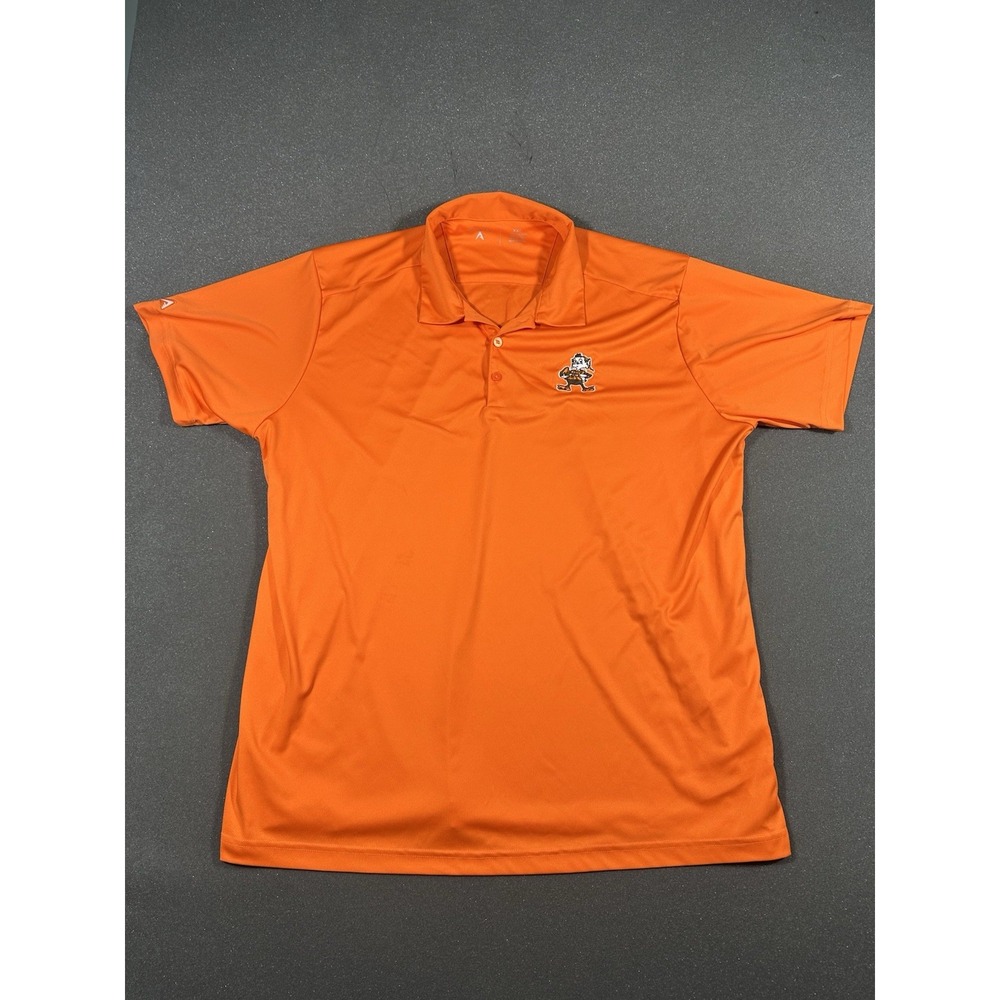 Men's Antigua Cleveland Browns NFL Orange XXL Polo W/ Vintage Brownie Emblem